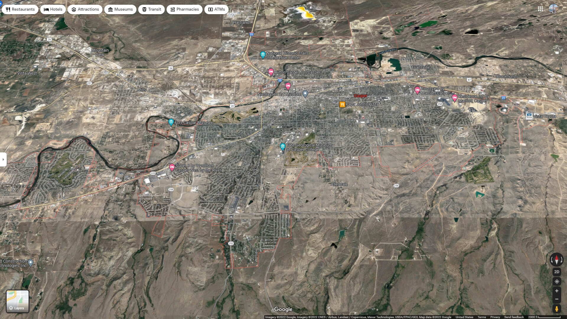 Casper Aerial Map Wyoming